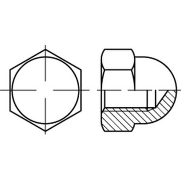 DIN1587 Écrou hexagonal borgne forme haute Acier de décolletage Cl.06